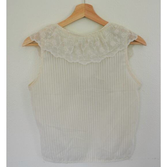 Vintage Lace Collar Sleeveless Blouse Size Small - Picture 7 of 7